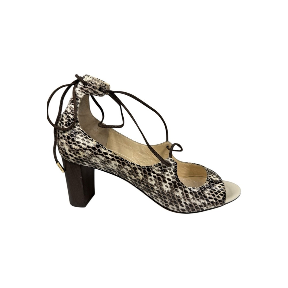 Jimmy Choo Vernie Lace‎ Up Snakeskin Heels Pumps Open Toe Python 36